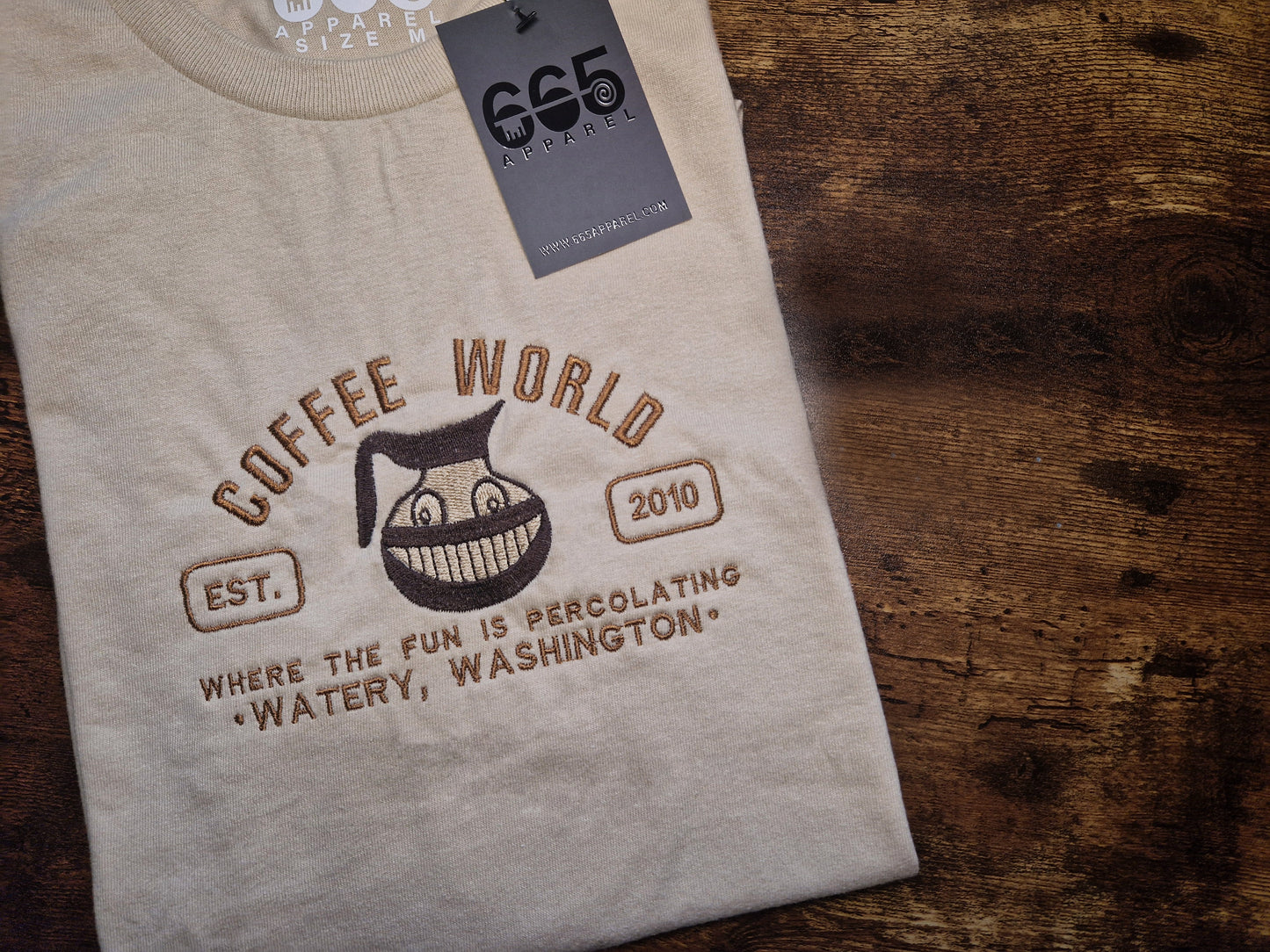 Coffee World Embroidered T-Shirt