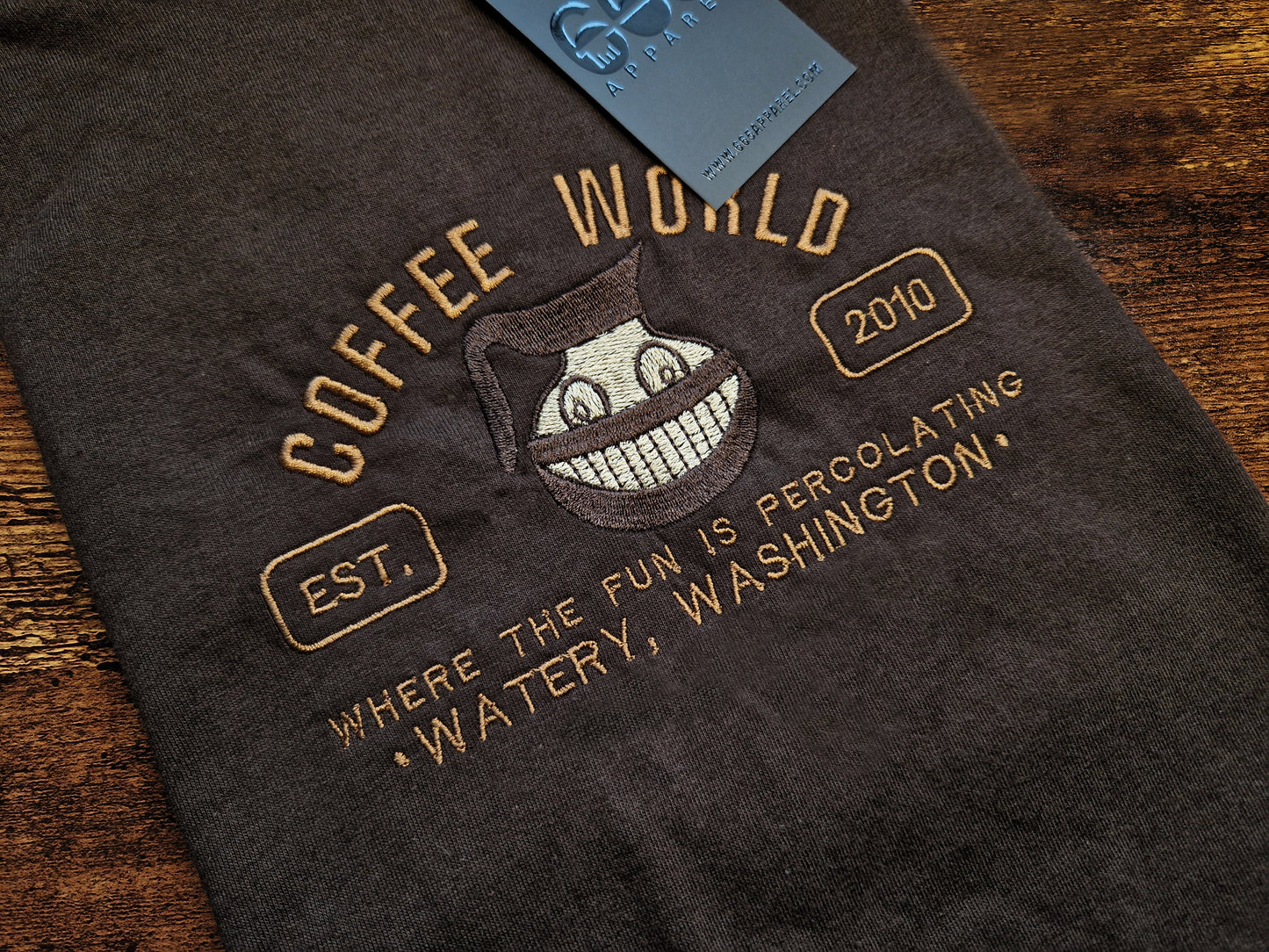 Coffee World Embroidered T-Shirt
