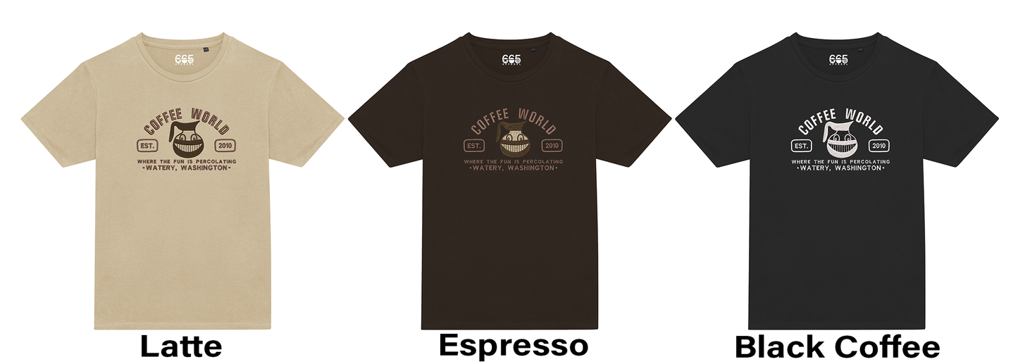 Coffee World Embroidered T-Shirt