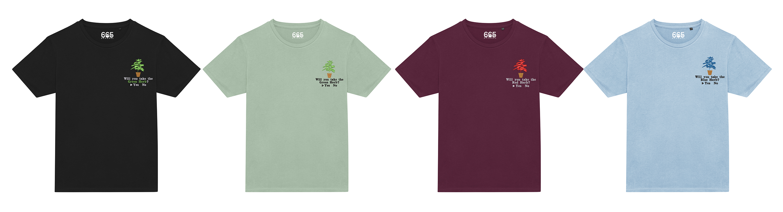 Healing Herb Embroidered T-Shirts