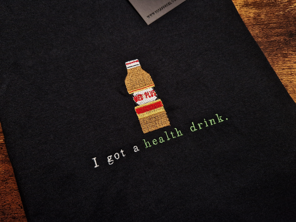 Health Drink Embroidered T-Shirt