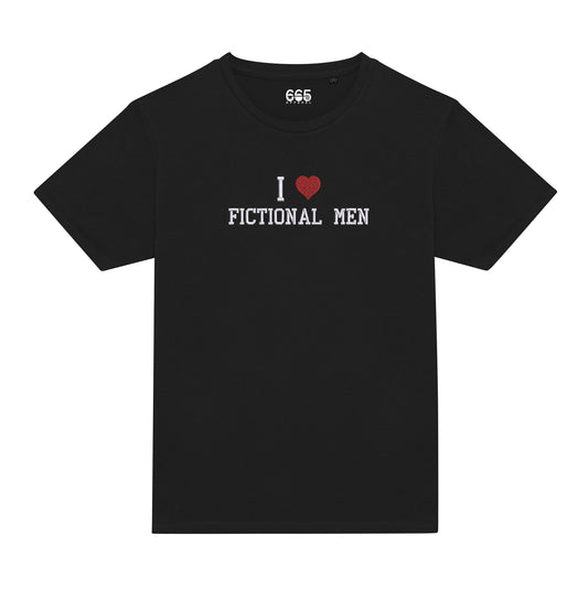 I Love Fictional Men Embroidered T-Shirt