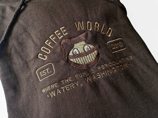 *Ready to Ship* Coffee World Embroidered Hoodie