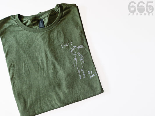 Ellie Drawing by Joel Embroidered T-Shirt