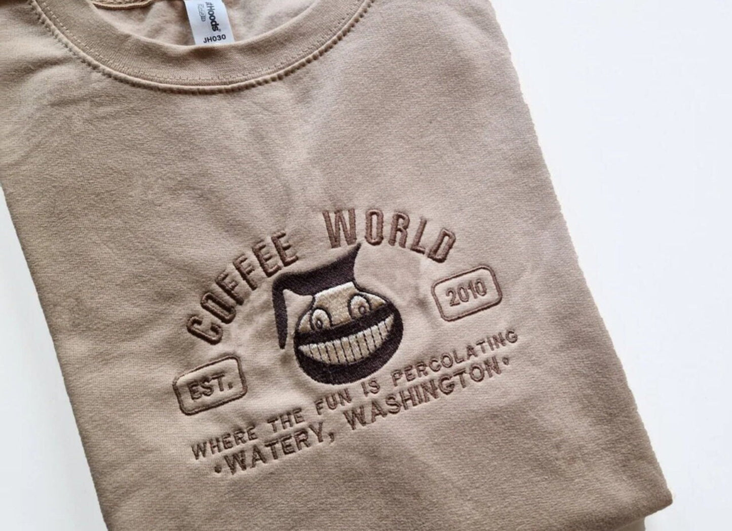 Coffee World Embroidered Sweatshirt/Hoodie