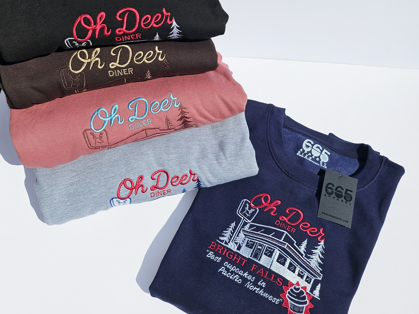 Oh Deer Diner Embroidered Sweatshirt/Hoodie