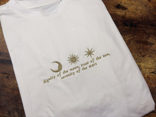 Moon, Sun, Star Embroidered T-Shirt
