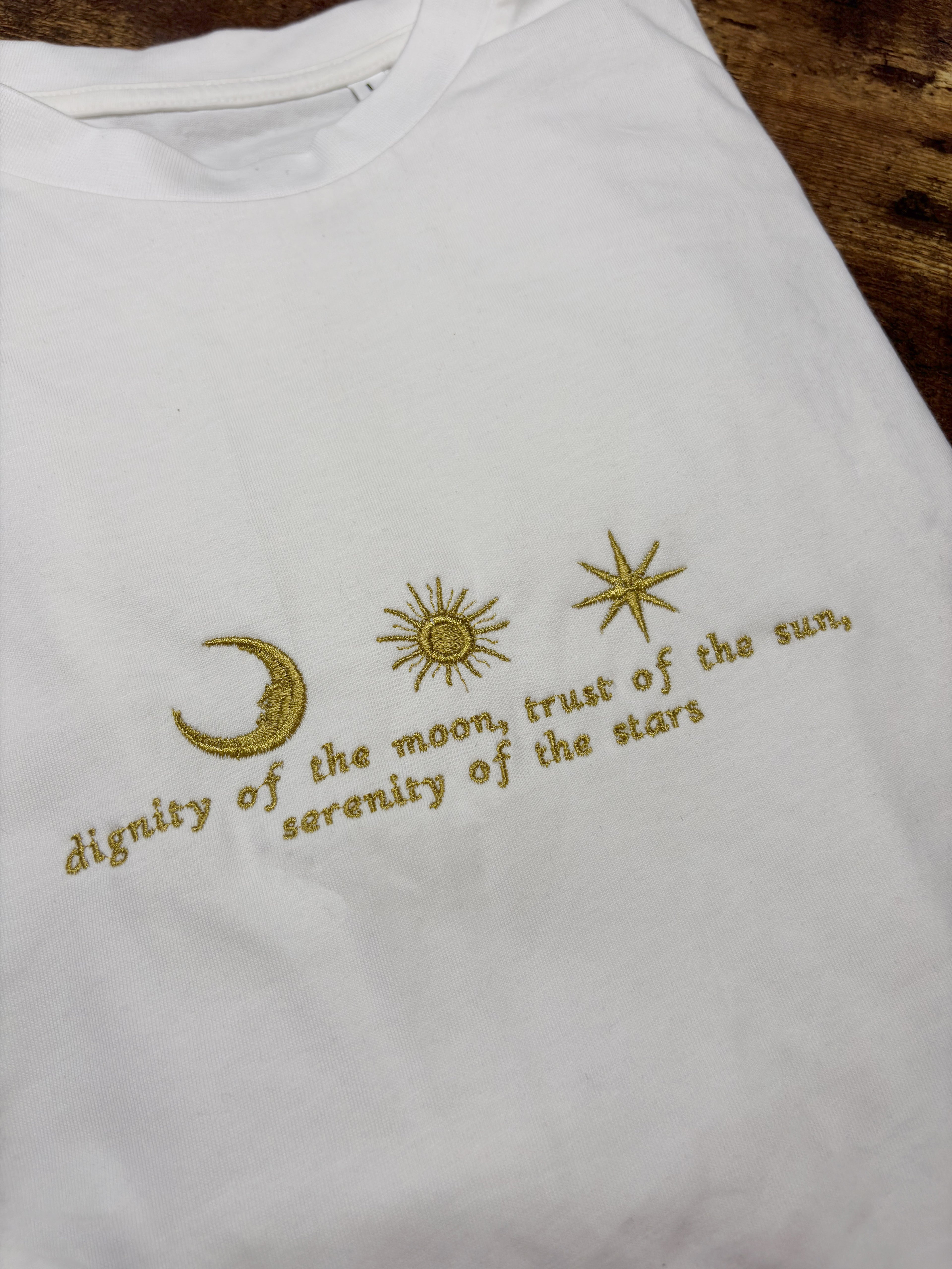 Moon, Sun, Star Embroidered T-Shirt